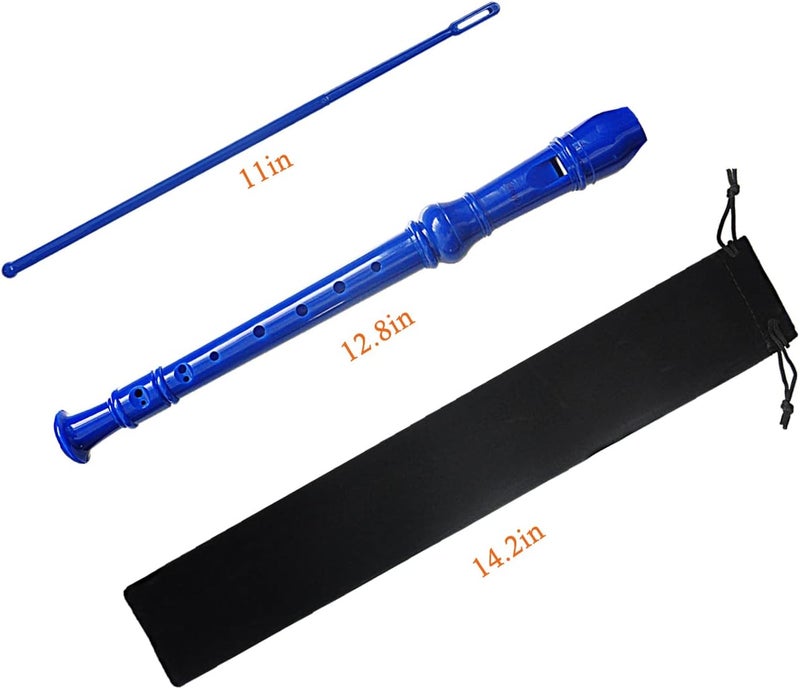 Farcaya 2-Piece Soprano Recorder Instrument for Adults Beginners German Style C Key 8 Hole Descant with Clean Rods 2 Storage Cases (Blue+White) - Image 5